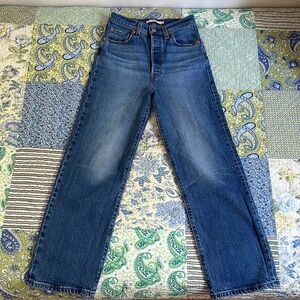 Levi’s Ribcage Medium Dark Wash Straight Leg Jeans